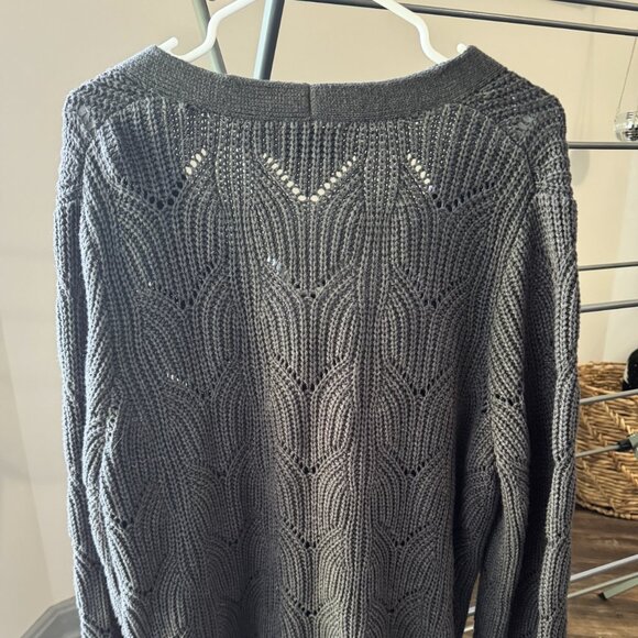 Women's Large Gray Cardigan Sweater - Picture 4 of 5